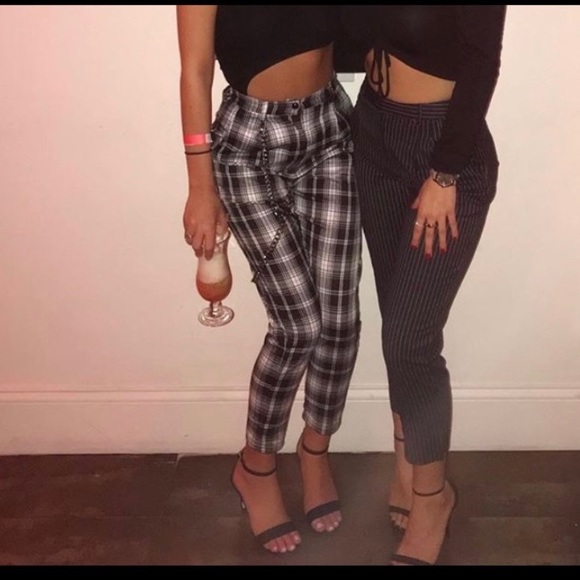 LF Pants - LF black & white plaid pants